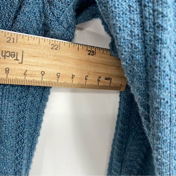 Lands’ End Men’s Sweater V-neck Supima Cotton Herringbone Knit Aqua Large - Picture 7 of 7